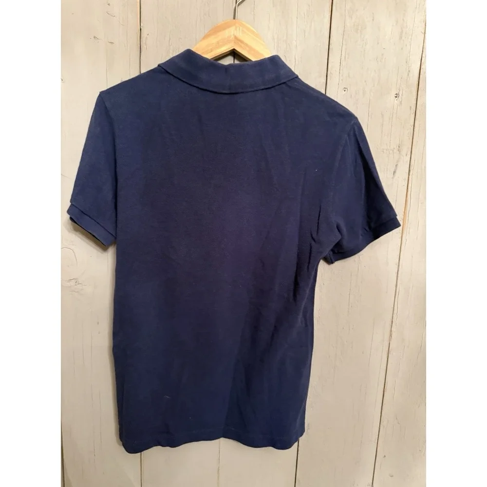 BURBERRY BRIT Short Sleeve COTTON Knit Polo Shirt Sz-S Men's Navy Blue‎ LOGO